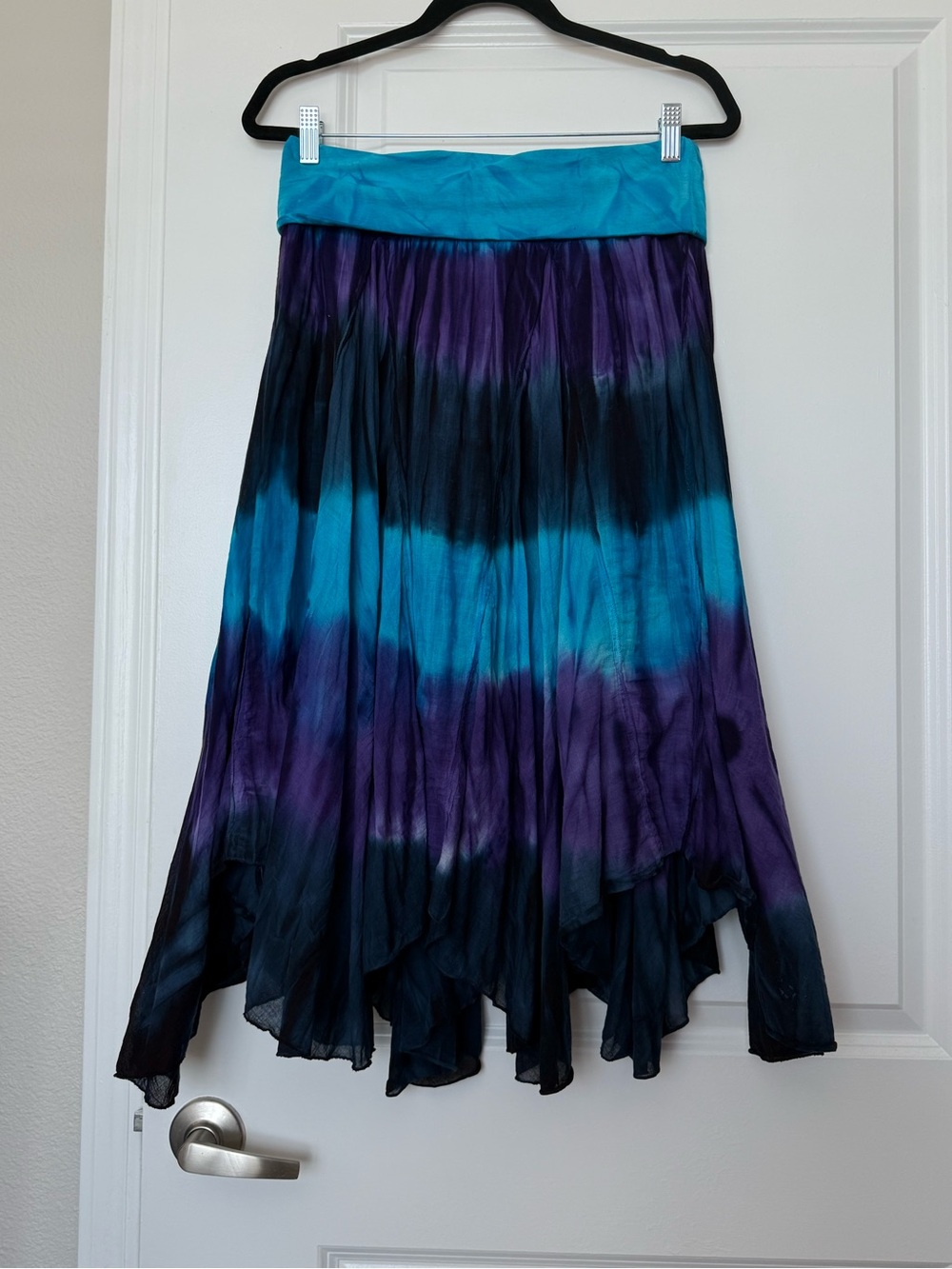 vintage TieDye foldover Crinkle Handkerchief Hem Hippie Fairycore Skirt - Picture 2 of 7